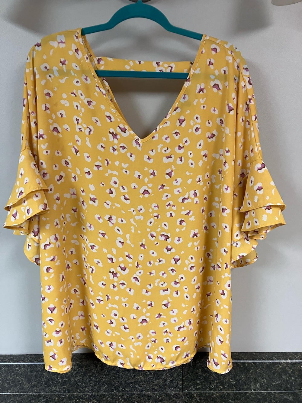 Andree by unit V neck ruffle sleeve shirt 3x see desc